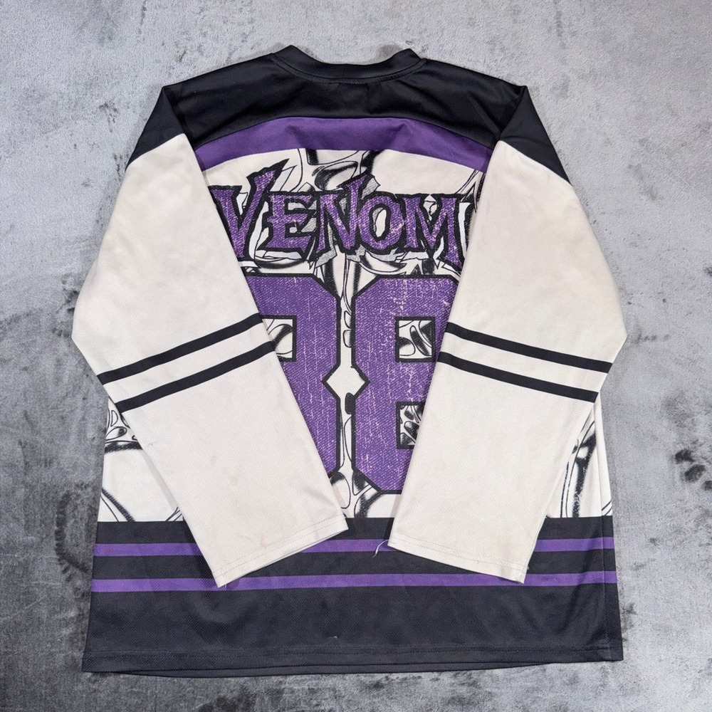Marvel Venom Lethal Protector Hockey Jersey Mens Medium Black Purple 88 Graphic - Picture 3 of 15